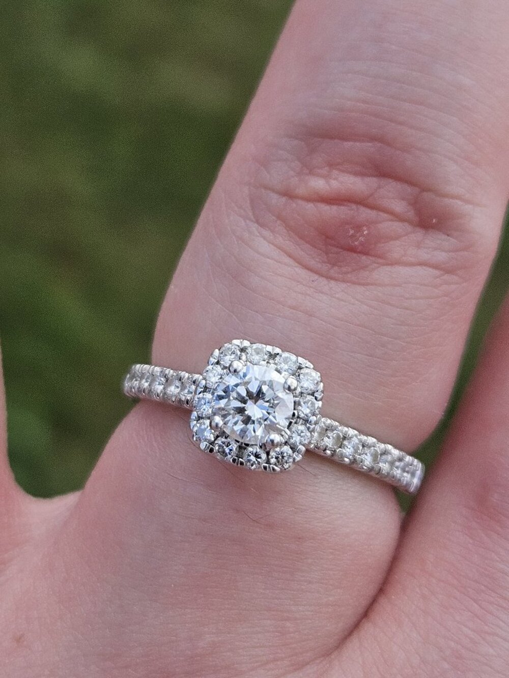 14K White Gold Lab Created Diamond Halo Engagement Wedding Ring 3/4TCW Size 7